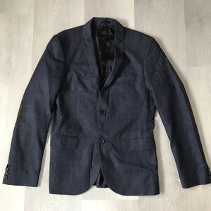 H&M WOOL SPORT COAT GRAY ELBOW PATCHES SLIM FIT TOLLEGNO 1900 36R